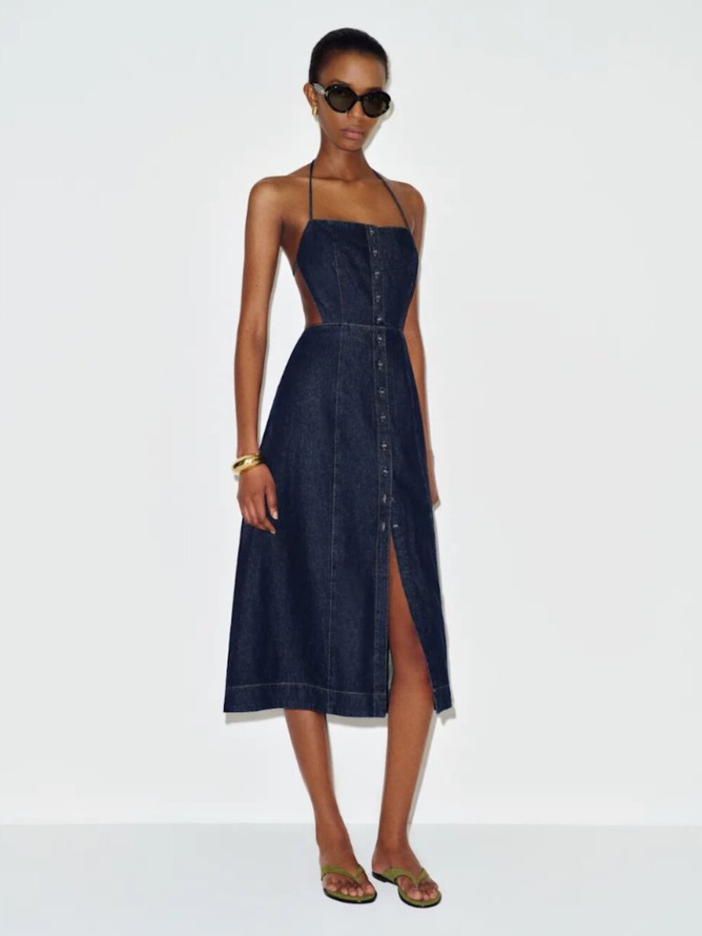 Reformation Manon Denim Midi Dress Blue - Size 4